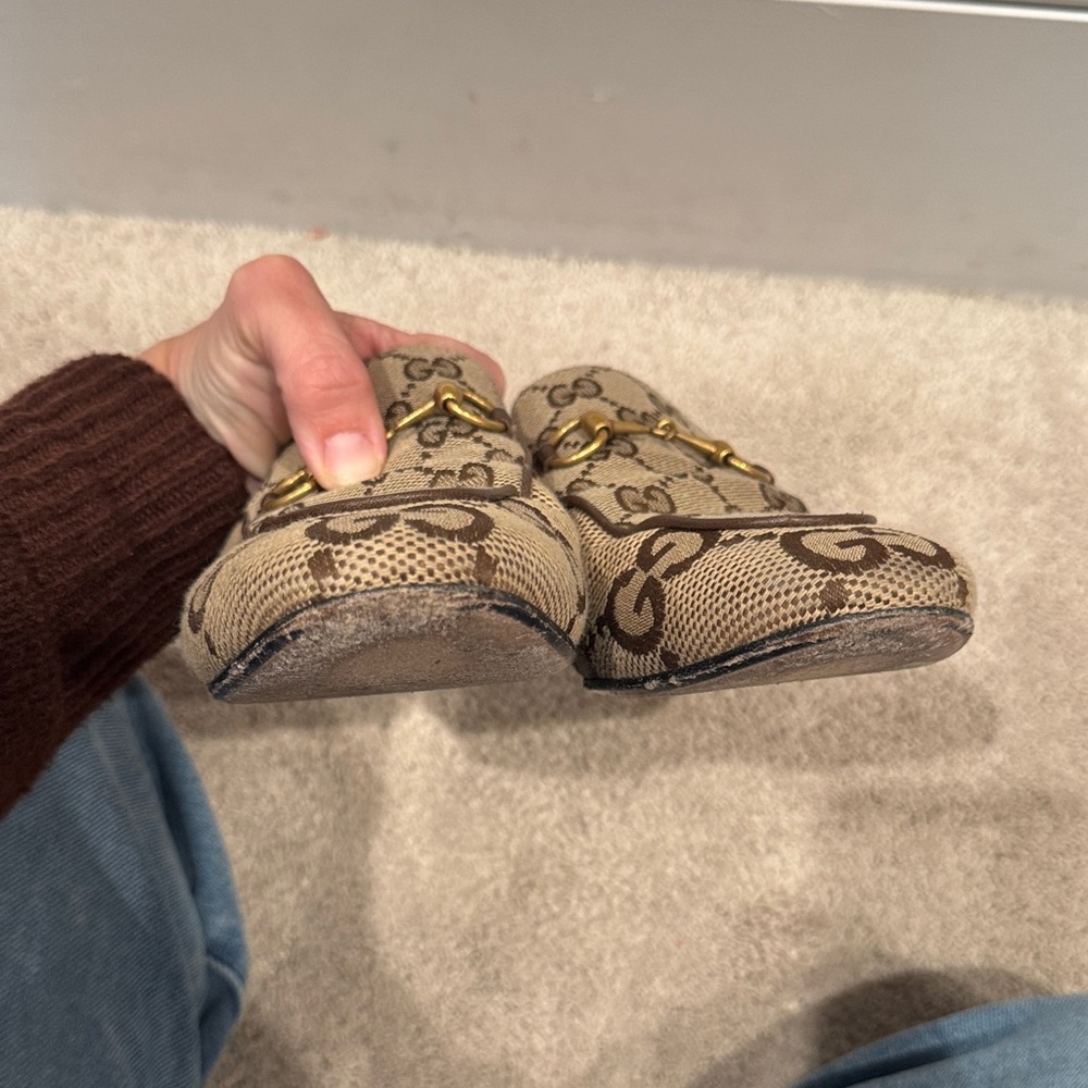Authentic Gucci Brown GG Canvas Mules with Gold Hardware - Picture 6 of 9